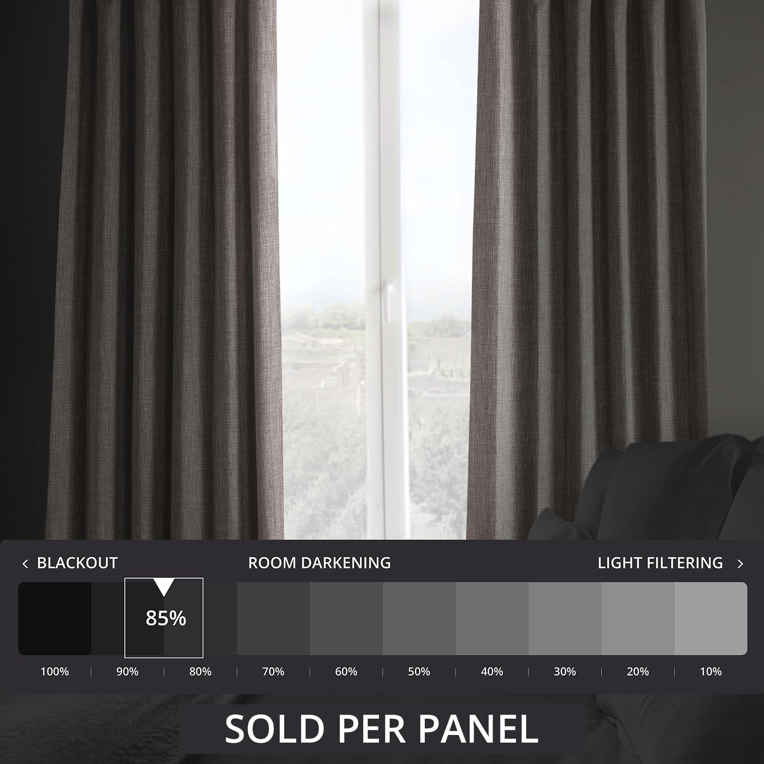 HPD Half Price Drapes BOCH-LN185-P Faux Linen Room Darkening Curtains for Bedroom (1 Panel), 50 x 120 cm, Mink - Image 2