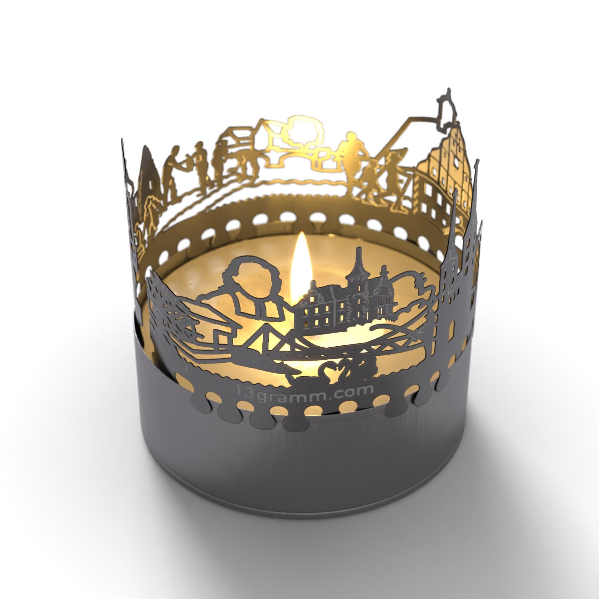 Grimma Skyline Shadow Play Candle Attachment | Beautiful Souvenir Gift for Grimma Fans | Project Silhouette of Landmarks | Mesmerizing Room Decor