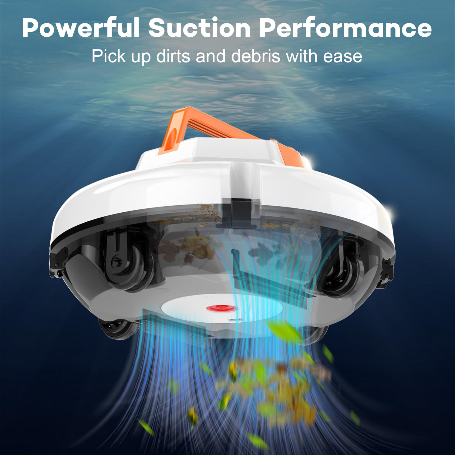 Robot nettoyeur de piscine sans fil, aspirateur de piscine robotique portable, technologie de stationnement automatique, moteurs doubles de 45 W, autonomie de 130 minutes jusqu'à 1100 m² pour piscines