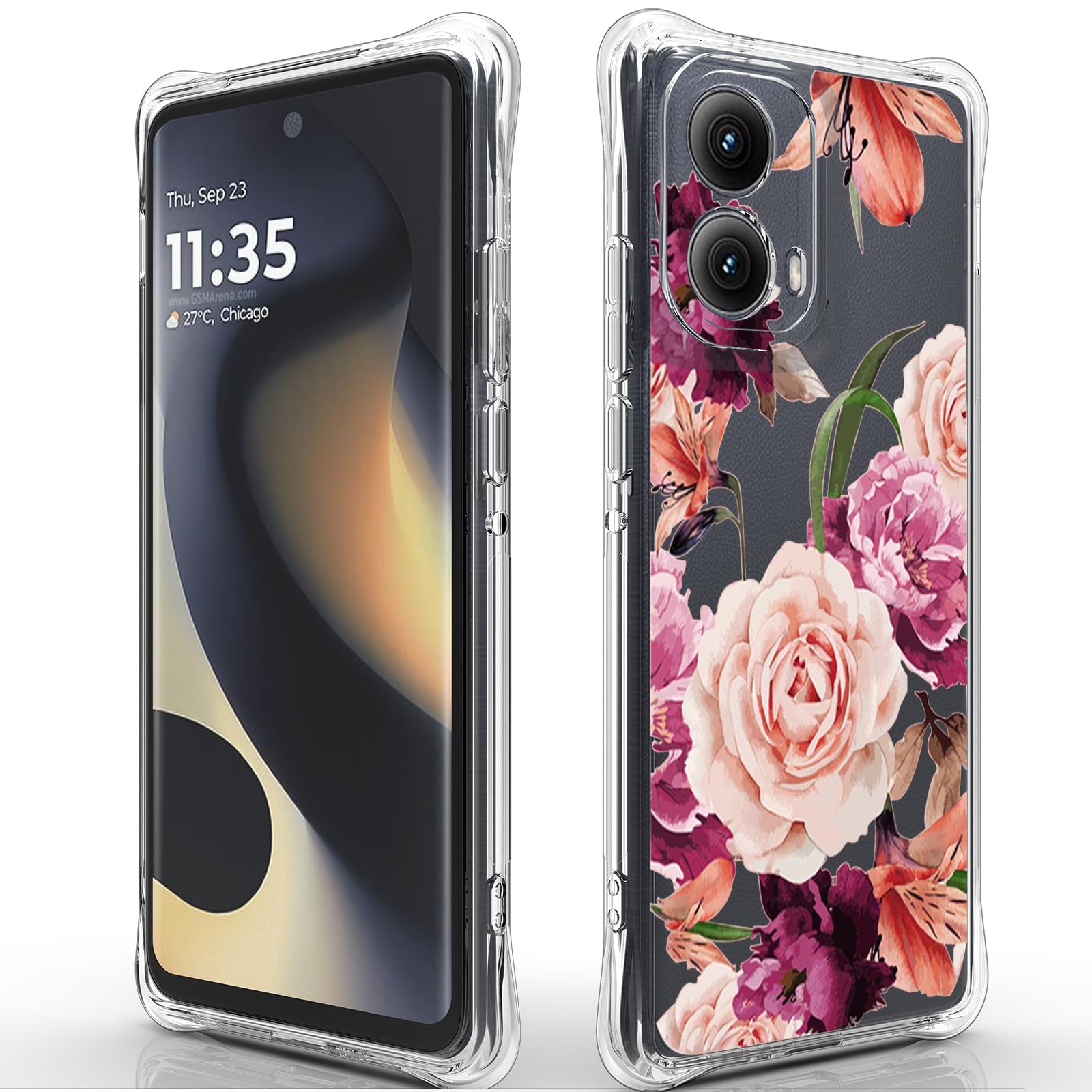 for Motorola Edge 2024 Case: Women Girls Flower Floral Flexible TPU Rubber Phone Cover Case for Motorola Moto Edge 5G 2024(Purple Flower)