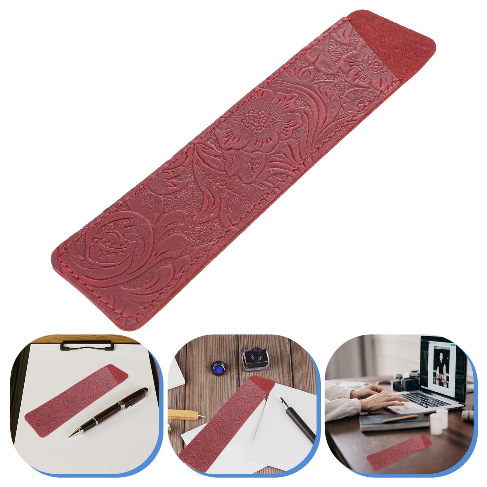 Handmade Red Leather Pen Holder Vintage Pouch for Fountain Pen Stylish Stationery Organizer for School and Office - Image 3