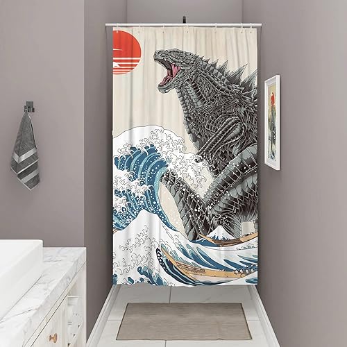 Miniatura 9 de DESIHOM Juego de cortinas de ducha divertidas, divertidas cortinas de ducha de monstruo de anime para baño, decoración de baño asiática, japonesa,