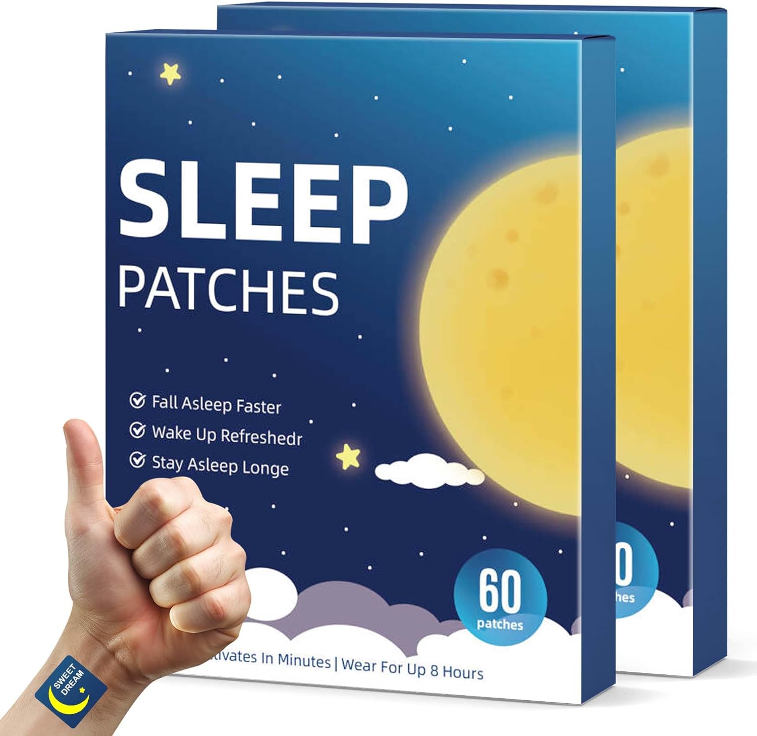 Sleep Patches for Adults Extra Strength, Natural Deep Sleep Patche with Melatonin & Valerian, Long-Lasting Night Comfort, Relax & Wake Up Refreshed, Easy to Use for Men and Women, 120 Count AA60