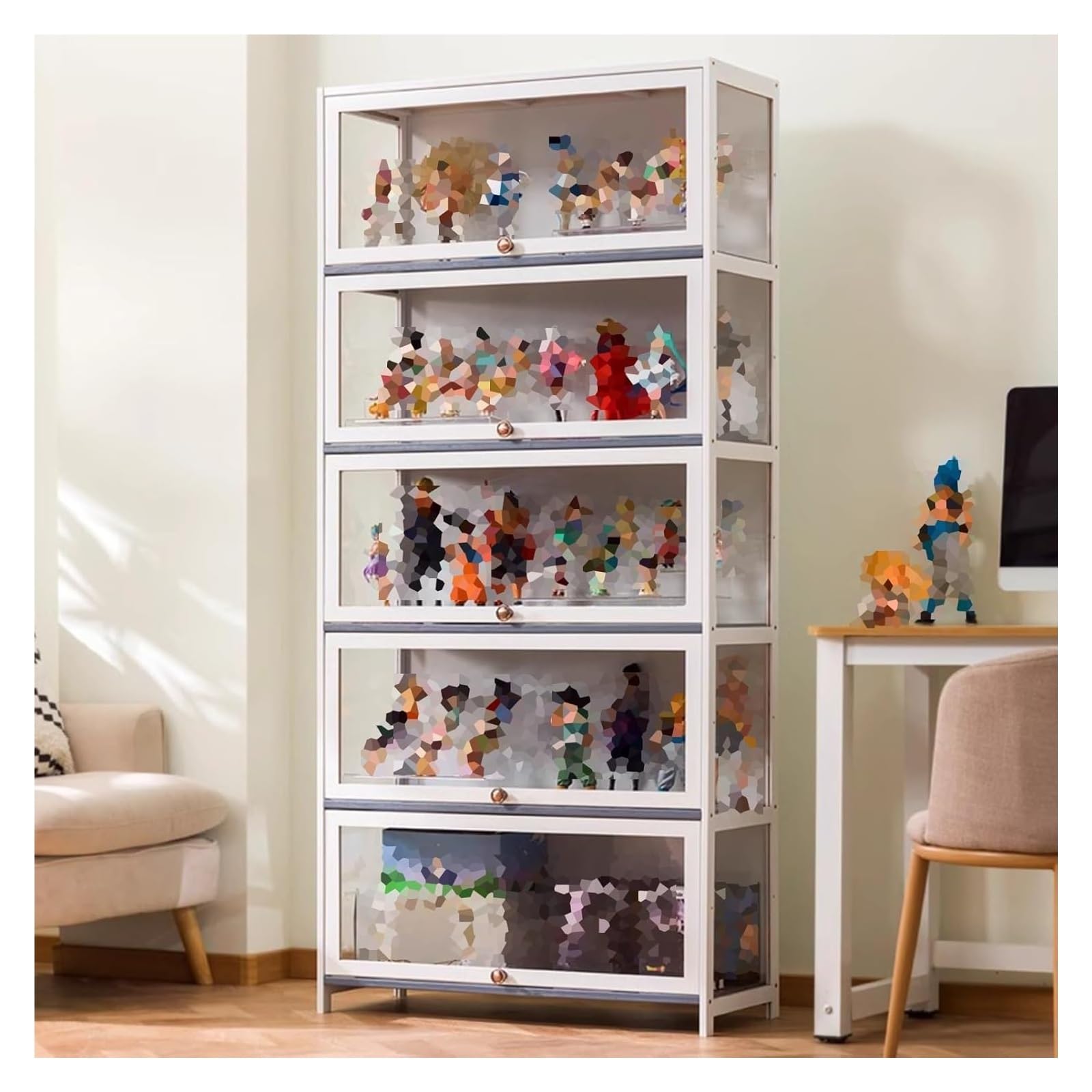 Transparente Estantes Acrílico Vitrina For Colección, Vitrina De Suelo For Sala De Estar Con Puertas Abatibles De Acrílico, Estante Organizador De Almacenamiento De Libros De Juguetes Coleccionables(
