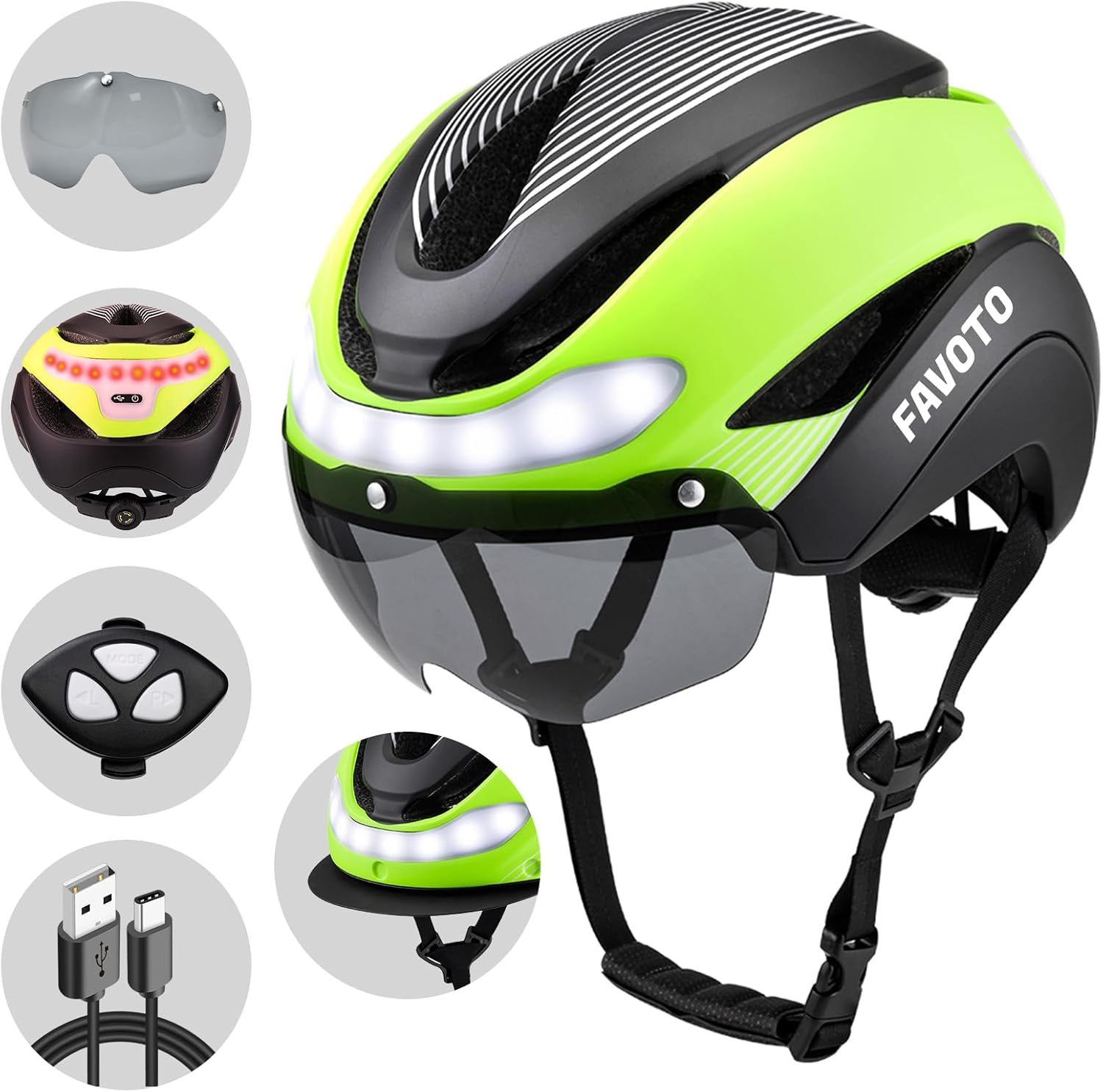 Favoto Bike Helmet with Turn Signals Lights - Smart Helmets for Adults Men Women - CPSC Certified Lightweight Bike Helmets - Road Bicycle E-Bikes MTB Commuter