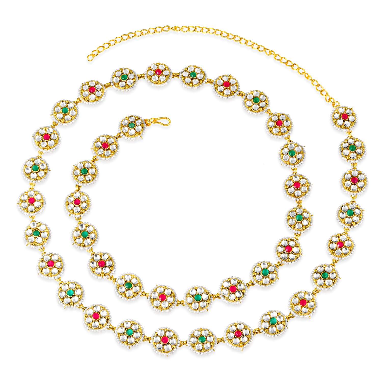 peora Gold Plated Kundan & Beads Studded Ethnic Kamarbandh Belly Chain Jewellery for Women-picture-37