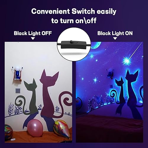 Miniatura 10 de Paquete de 2 luces LED negras de 150 W, luces negras para fiesta brillante, luces negras ultrafinas con interruptor de encendidoapagado, brillan en