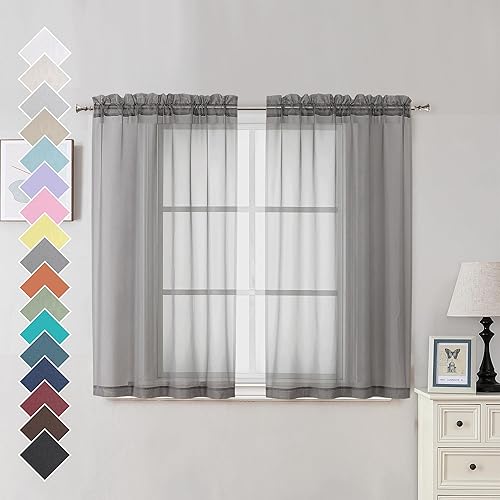 Miniatura 141 de OVZME 2 paneles de cortina traslúcidas para ventana, 96 pulgadas de largo, para dormitorio, diseño de bolsillo superior para cortinero, tratamiento