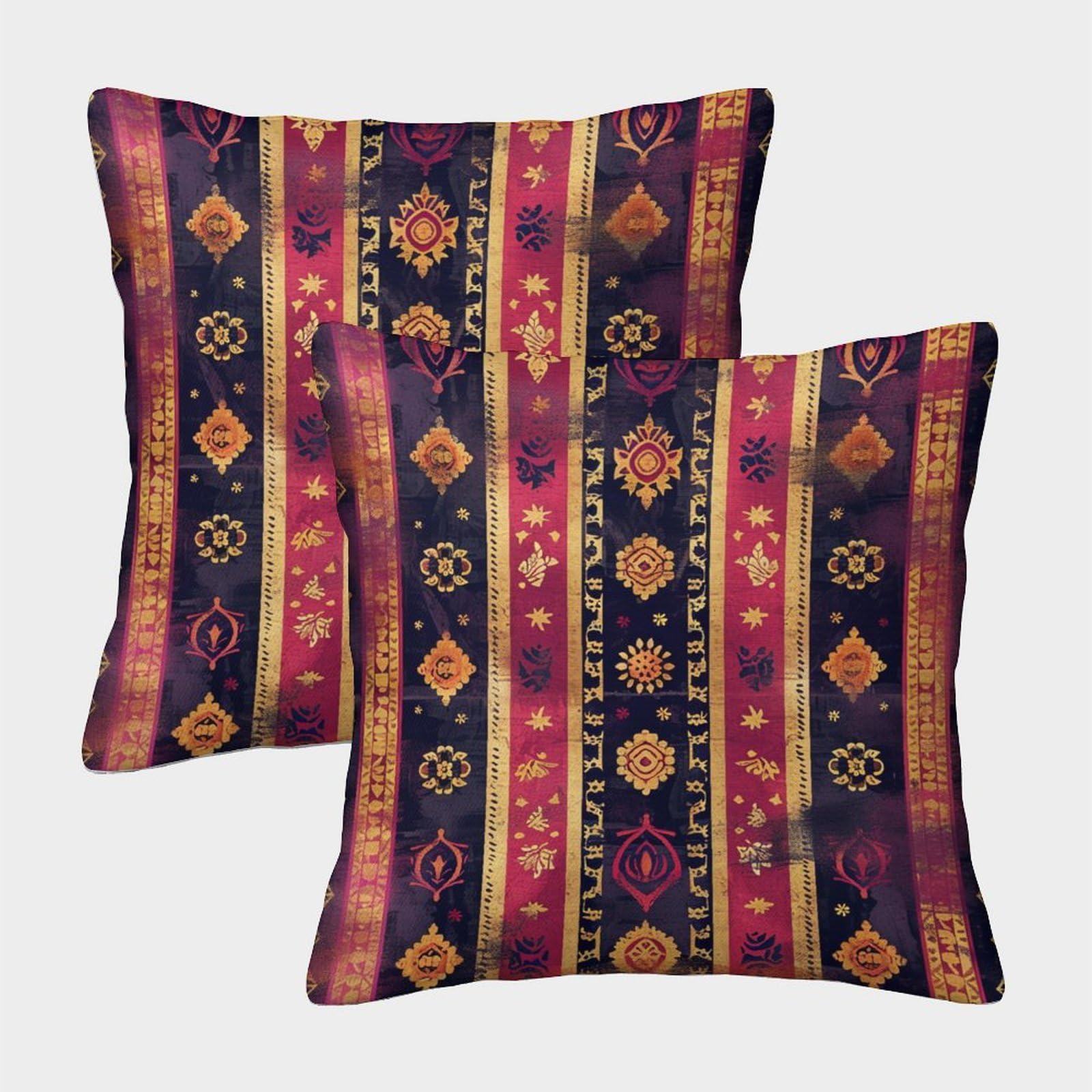 kaiyun 2 Pack Indian Sarees, Repeating Patterns Personalised Cushion Cover Home Sofa Decoration 40x40cm Pillow Covers