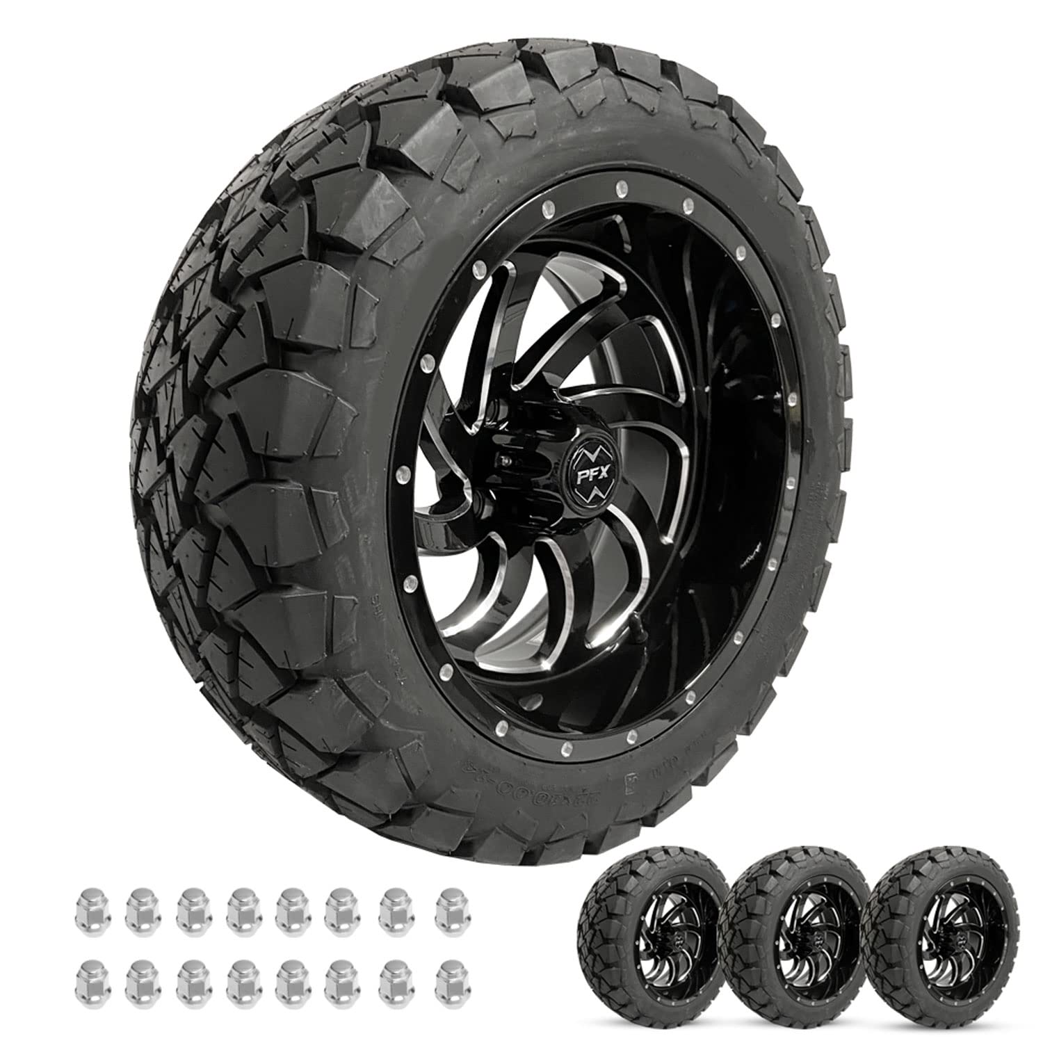 Buy ProFormX Phantom 14" Golf Cart Wheels and Tires Combo Package Set