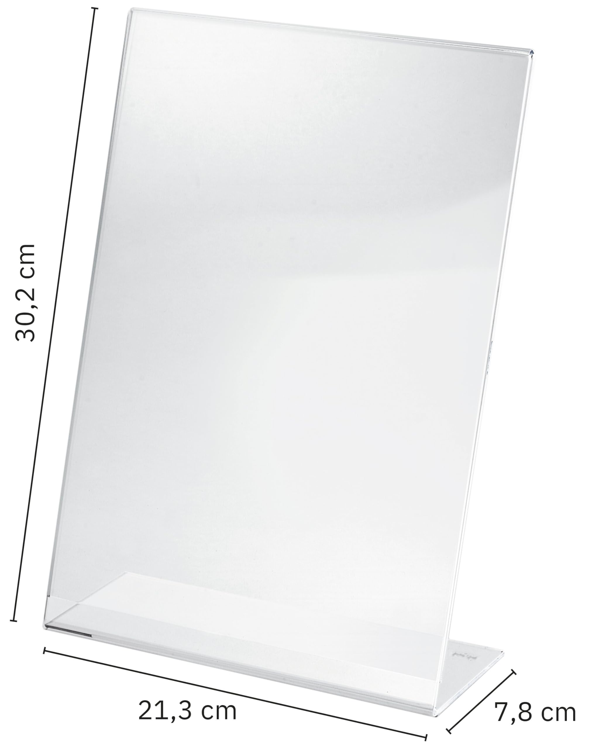 SIGEL TA210 Expositor de mesa inclinado, 30,2x21,3x7,8 cm (para A4 vertical) | para mostrador, restauración, oficina, boda, etc | resistente a los rayos UV, acrilico, transparente, 10 piezas