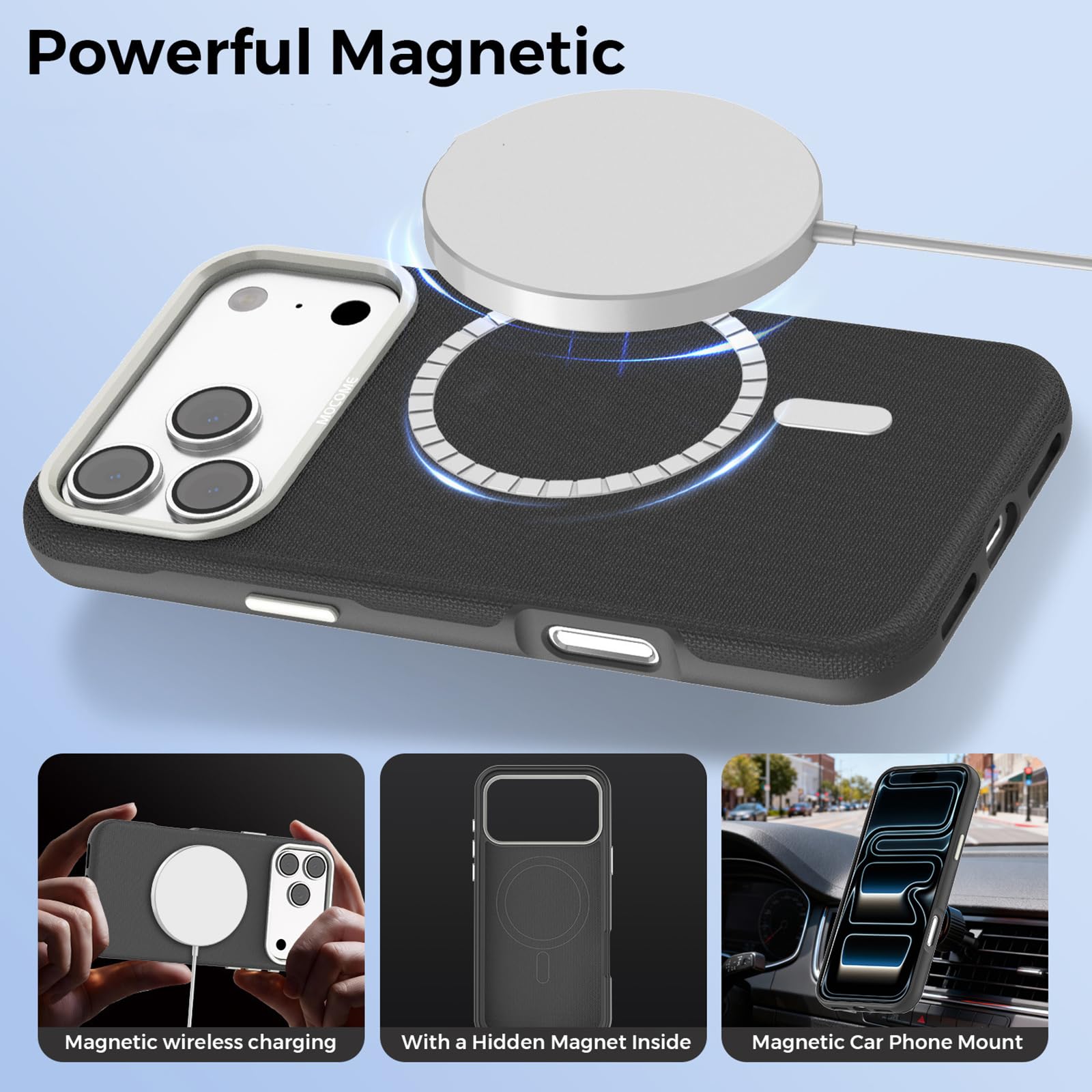 Magnética Funda para iPhone 18 Pro Max/18 Pro, Delgado Cuero Antideslizante