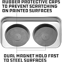 Vista 4 de Powerbuilt 648357 - Bandeja magnética de piezas de 5-1/2 pulgadas x 9-1/2 pulgadas, bandeja magnética de acero inoxidable pulido con doble