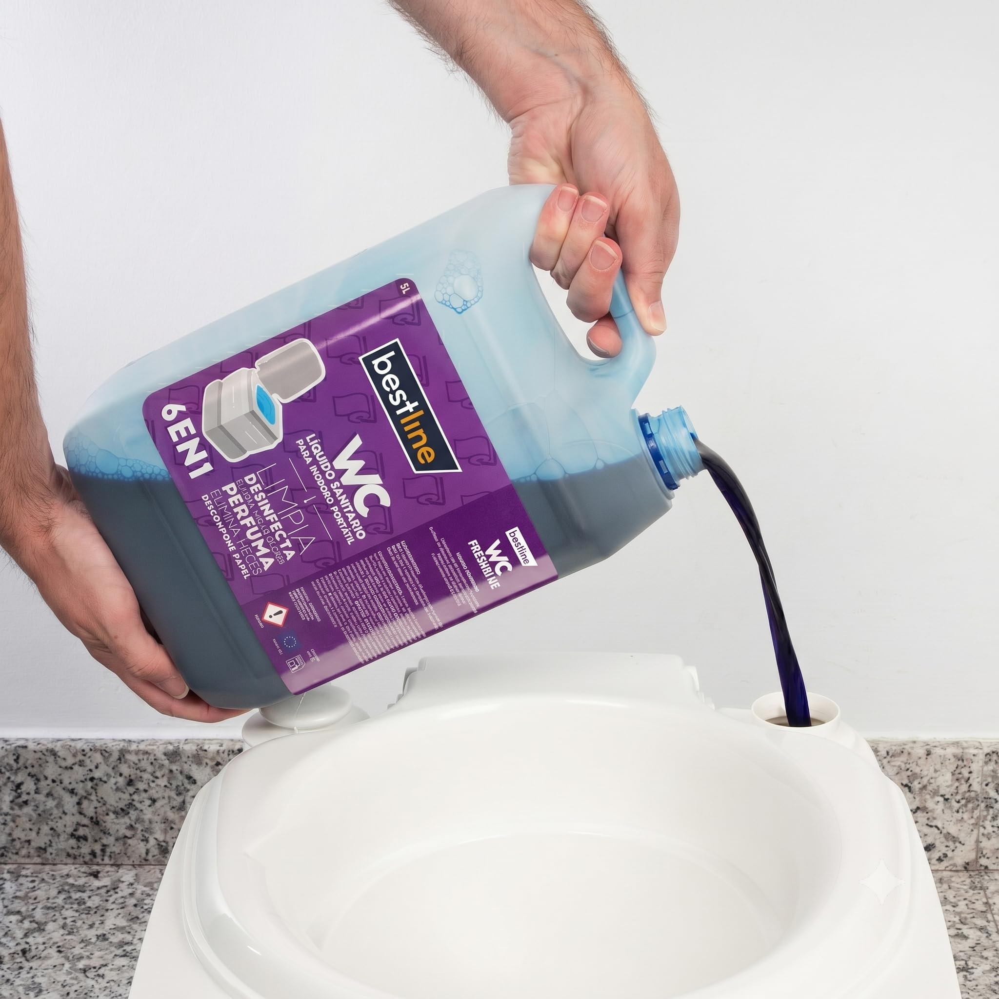 BESTLINE - Pack 3 Garrafas Limpieza Inodoro Portátil WC Químico Caravanas - 15 litros