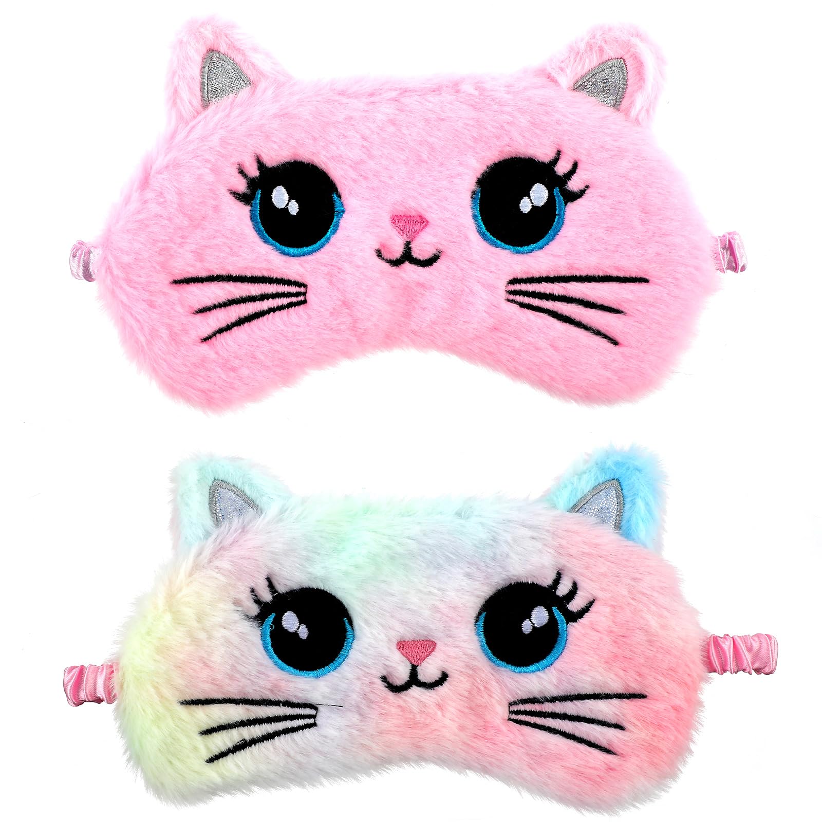 2 Máscaras De Felpa para Dormir Suave Con Los Ojos Vendados Cómoda Y Linda Máscara para Dormir De Animal Cubierta De Satén para Siesta Nocturna Regalo para Mujeres Y Hombres