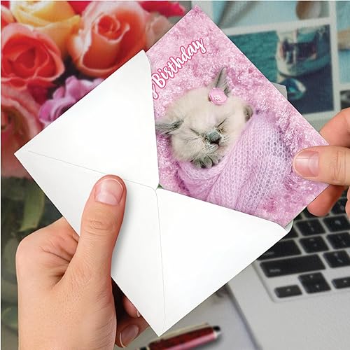 Miniatura 4 de The Best Card Company Tarjeta de felicitación de cumpleaños con sobre de 5 x 7 pulgadas (1 tarjeta) Bday Fluffy Furballs C7168ABDG