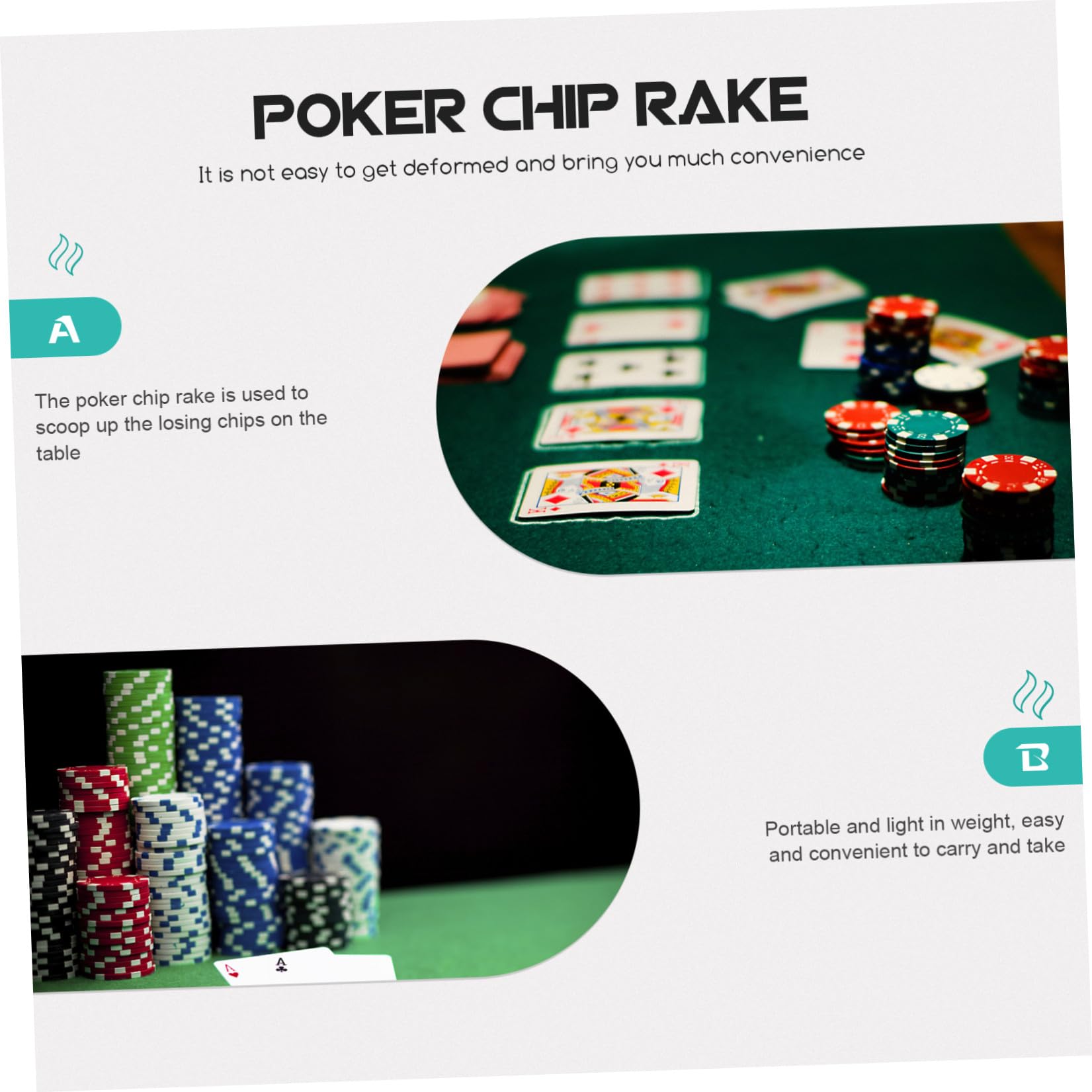 Garneck Collecteur Télescopique Léger Facile à Utiliser Bâton Pratique pour Jetons de Poker en Acrylique pour Accessoires de Jeux de Société