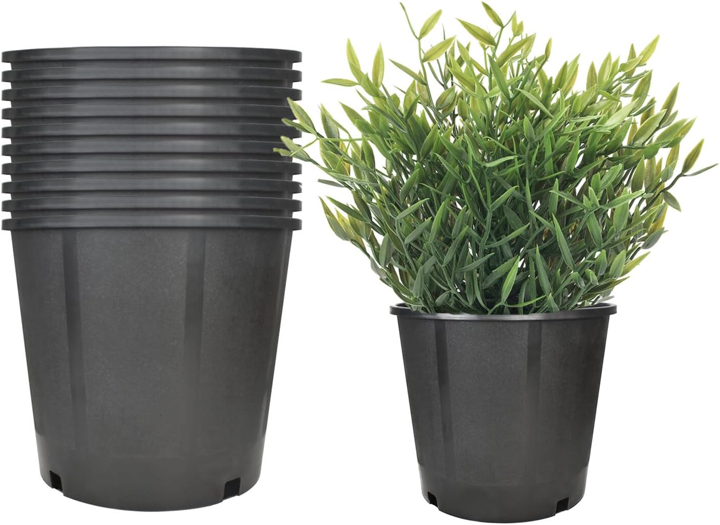 10-Pack 3 Gallon Round Plastic Garden Planter Pots Flower Seedling Container Fit for Indoor Outdoor Plants Seedlings Flowers Vegetables Black