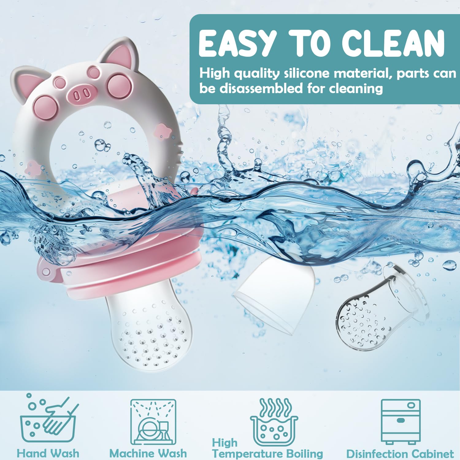 Kaiyingxin® Ciuccio frutta Baby da riempire, 2 pezzi, per bambini dai 3 mesi in su, versione aggiornata 2022, tettarella larga, senza BPA