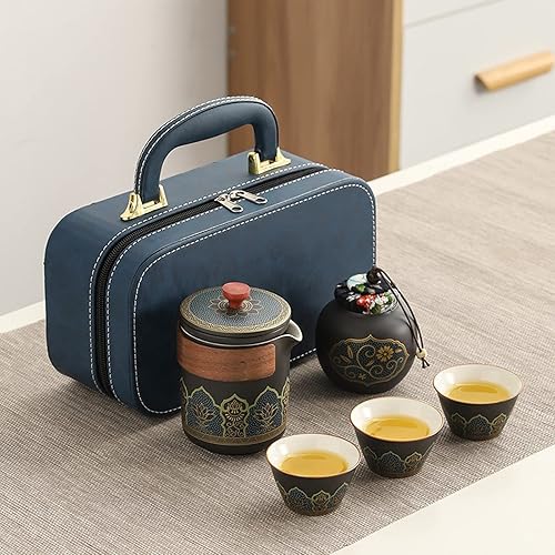 KEYDUACU Juego de té chino juego de té de viaje kung fu, juego de tetera, juegos de té chino, bolsa portátil de viaje, al aire libre, hotel, negocio