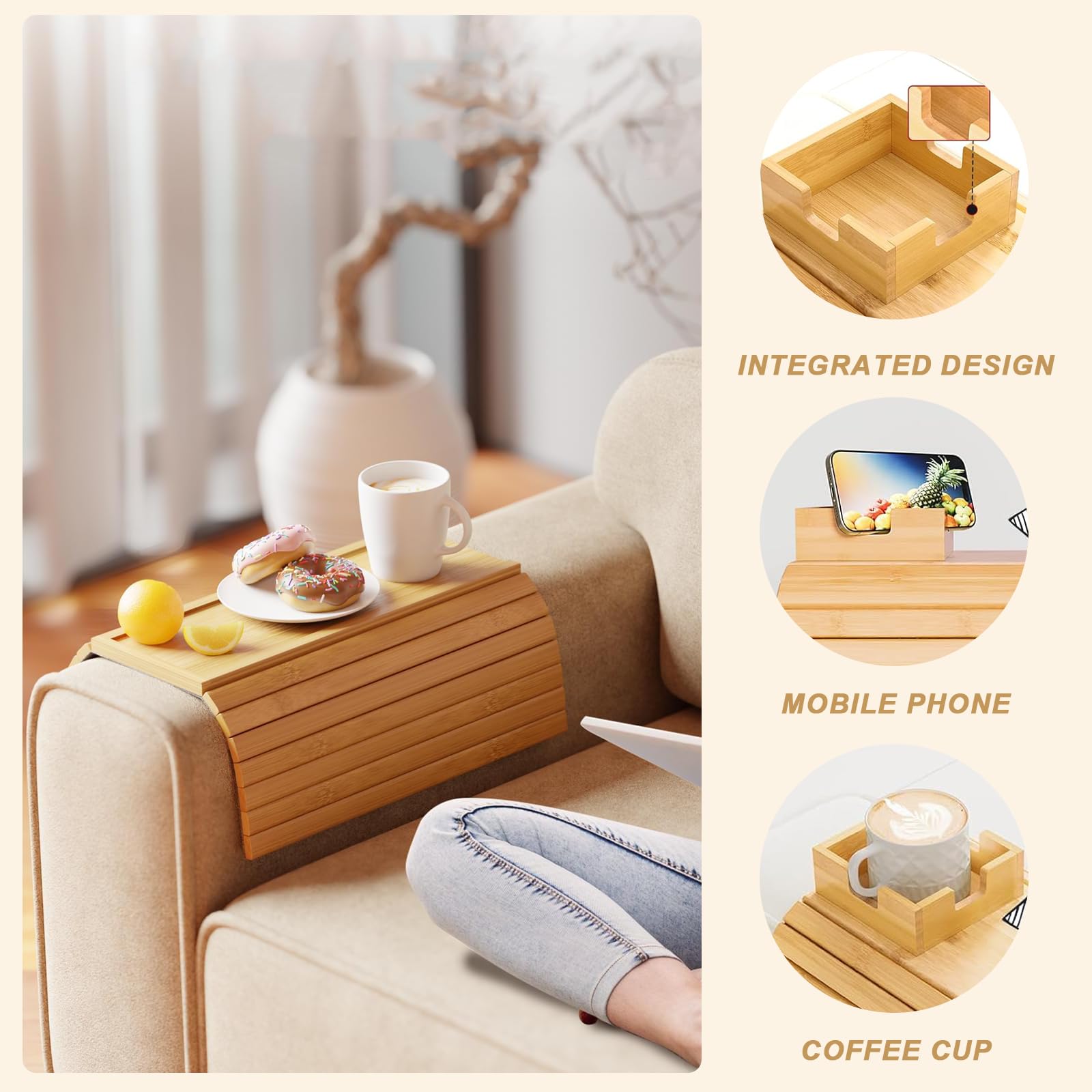 Tavolino Da Divano, Vassoio Da Divano, Posatazas Reposabrazos Sofa, Tabla Reposabrazos Sofa, Vassoio Appoggiabracci Antiscivolo Organizzatore, per Bevande, Cellulare, Telecomando, Snack