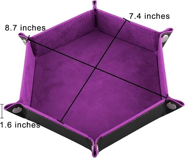 SIQUK 4 Pièces Piste de Dés Hexagone Cuir PU et Velours Plateau à Dés Pliable pour DND RPG, 4 Couleurs - 2