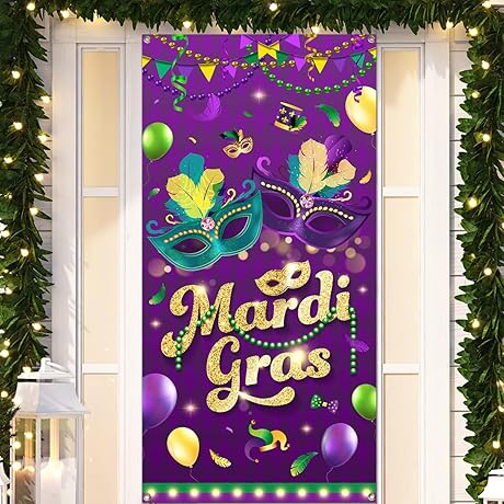Mardi Gras Decorations Carnival Theme Party Door Cover Creative Masquerade Mardi Gras...