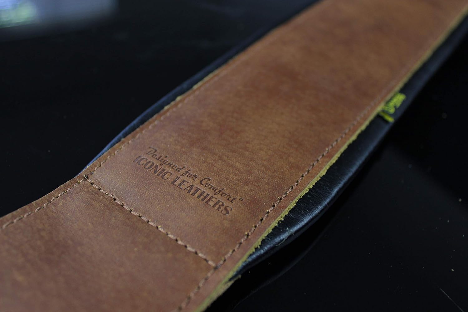 3.25" Wide Natural Brown Dual Padded Leather Guitar and Bass Strap IL-5NatBrn