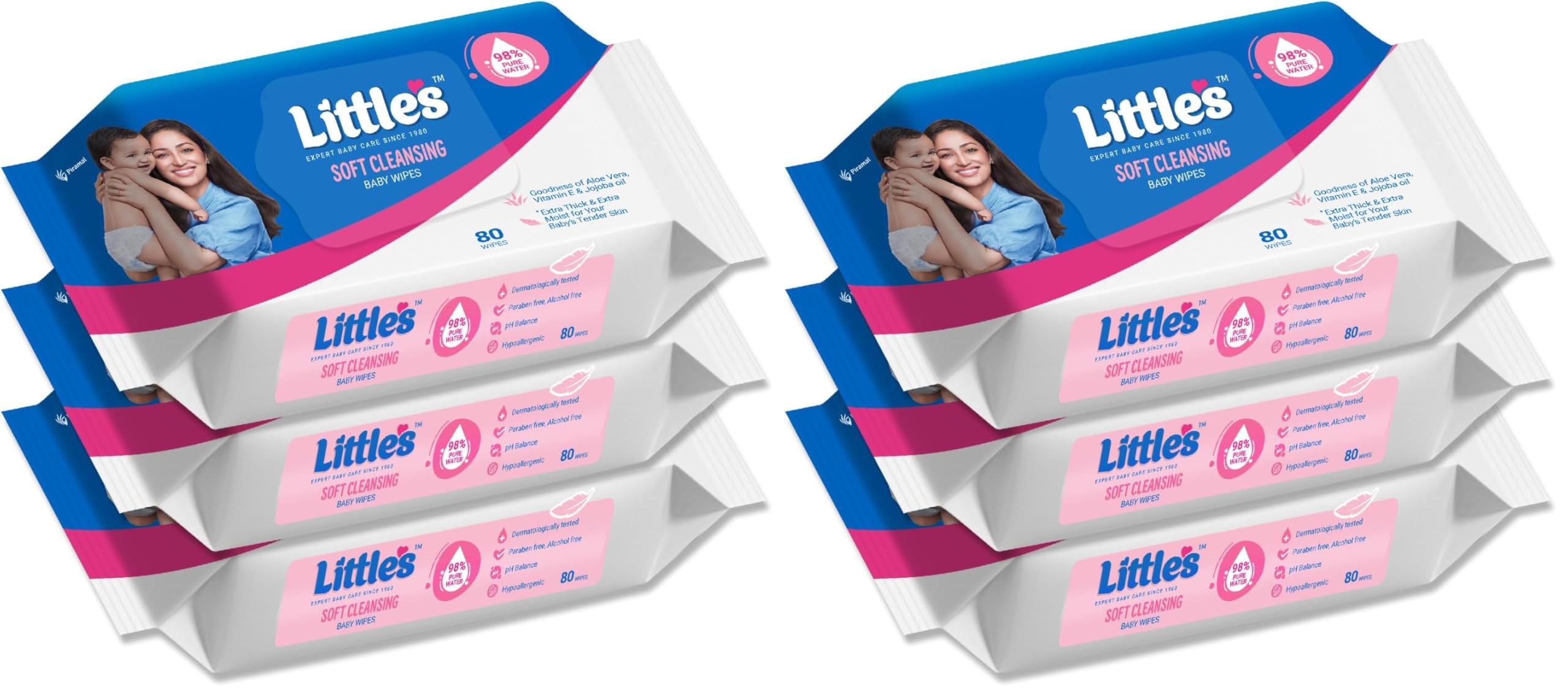 Little's Soft Cleansing Baby Wipes with Aloe Vera, Jojoba Oil and Vitamin E (80 wipes) pack of 6-picture-45