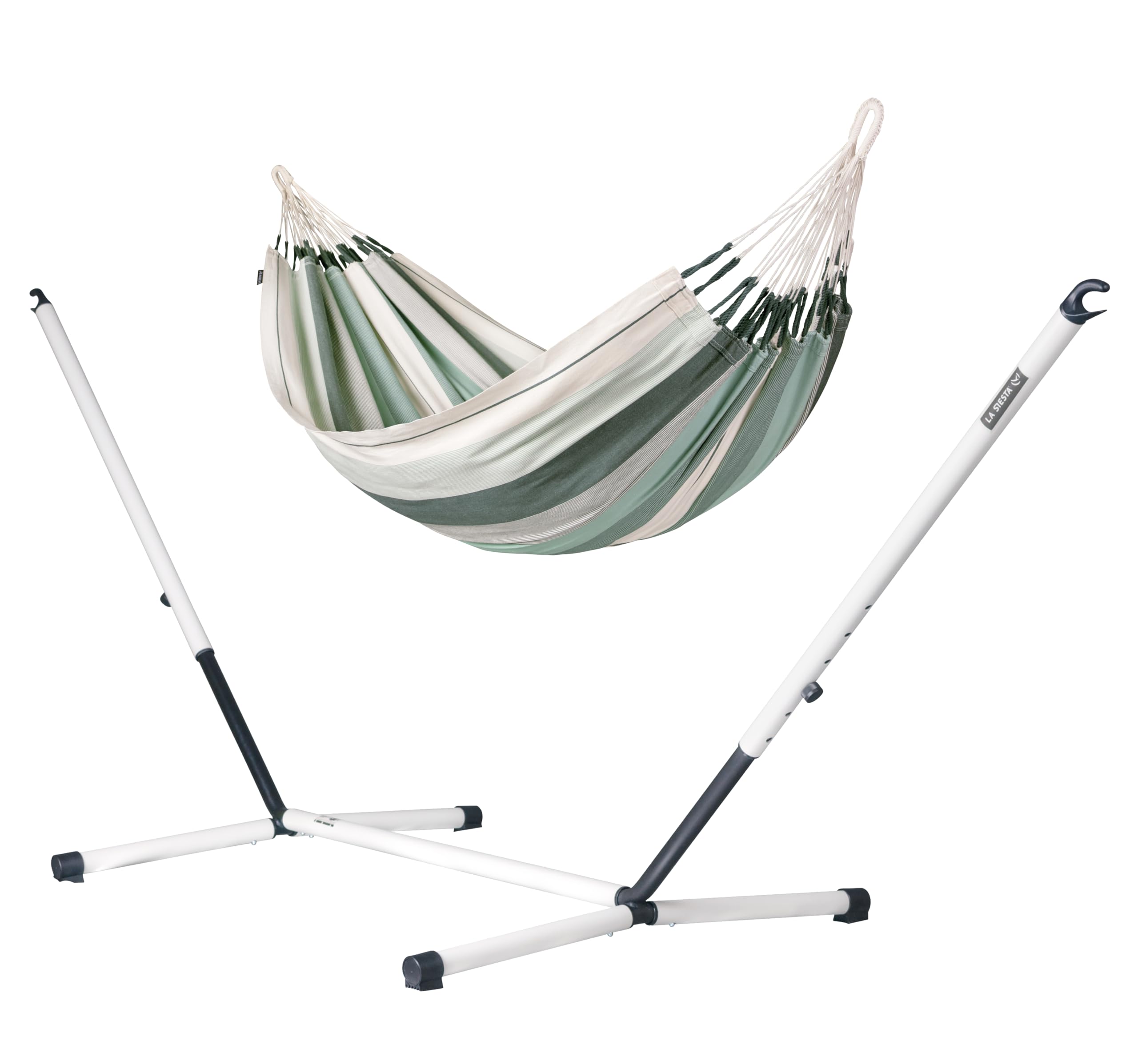 LA SIESTA® Modesta Amaca semplice in cotone biologico e supporto in acciaio, amaca per esterni, interni, amaca portatile con supporto, amaca, 2 posti per giardino, balcone,