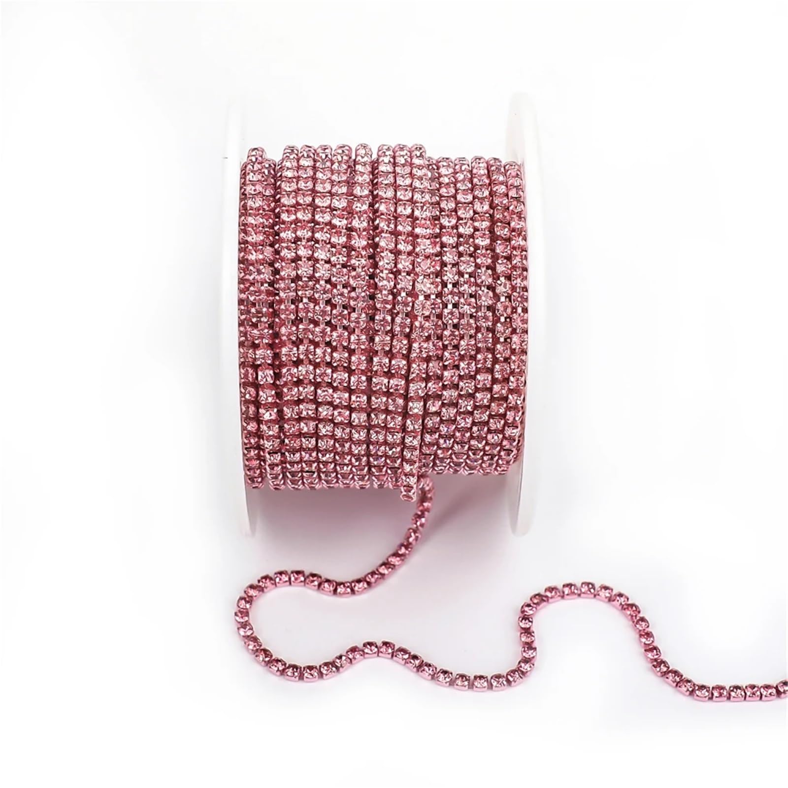 Chaîne de fermeture strass rose en continu de 2,5 mm pour détails de couture raffinés