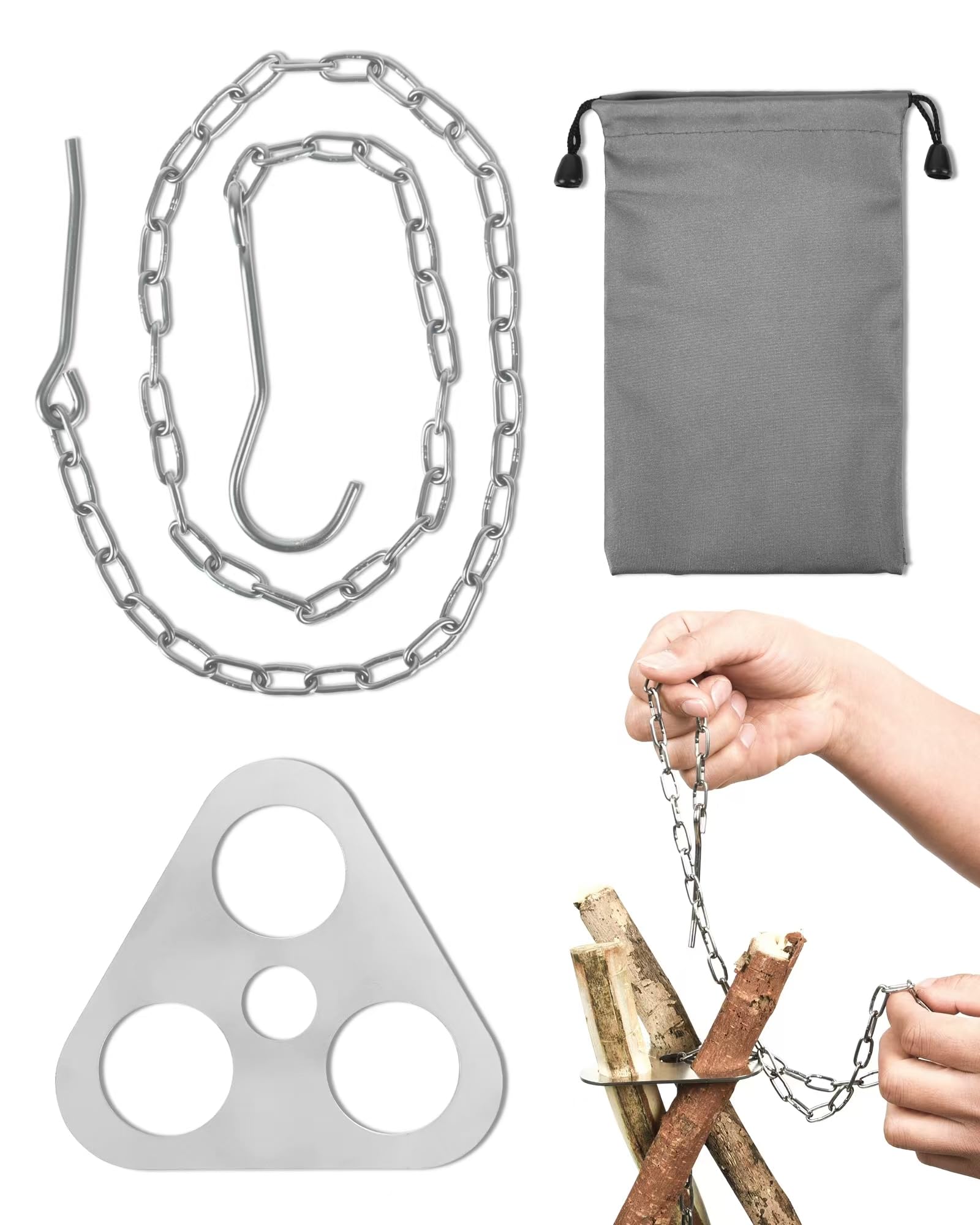 Trépied Pour Brasero, 3 Pieds Pour Foyer, Barbecue En Acier Inoxydable, Trépied Avec Chaudière, Feu De Camp, Accessoires D'extérieur, Accessoires De Survie, Mini Feu De Camp Pour Foyer, Chaudière De