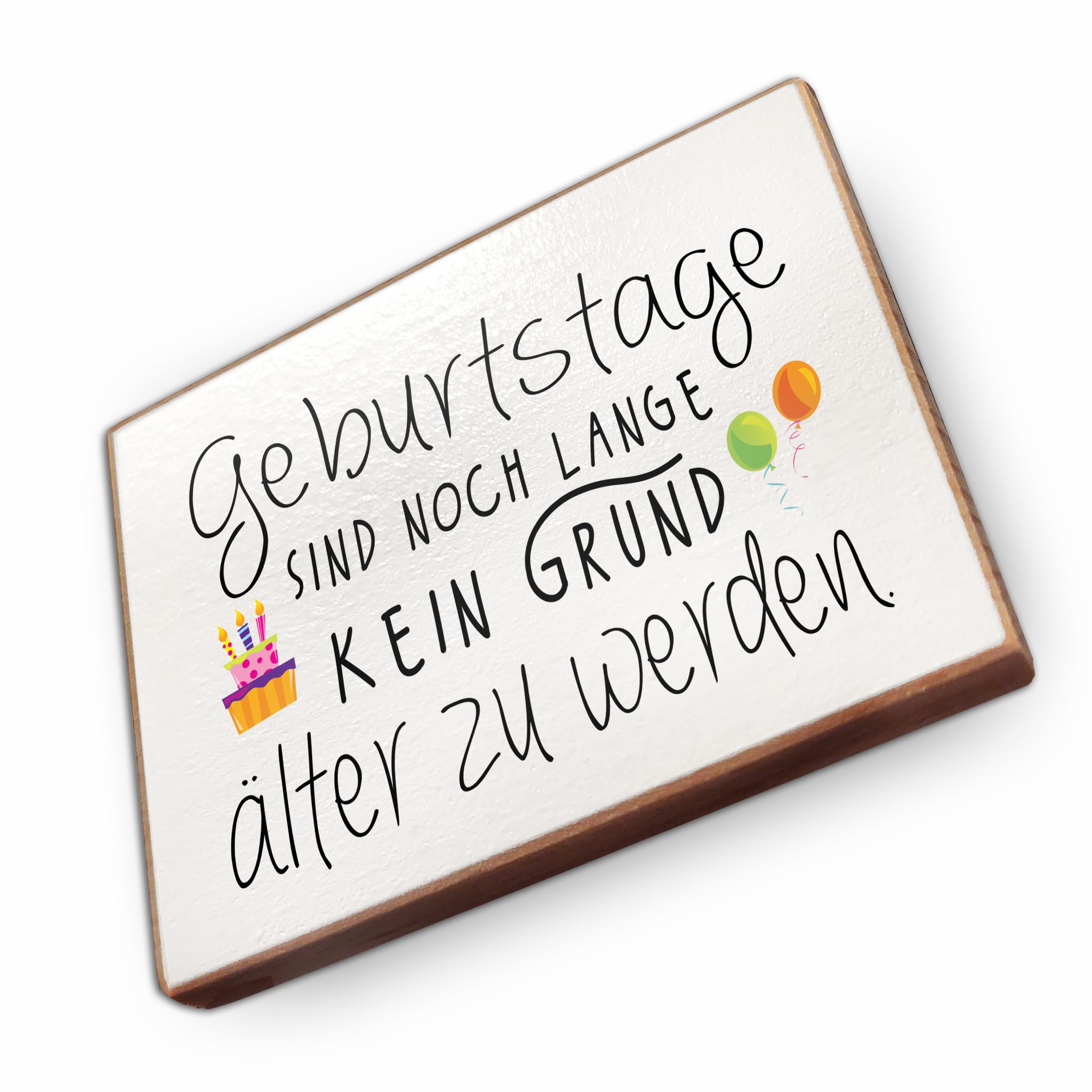Kühlschrankmagnet mit Spruch - G - Handmade aus Buchenholz - Magnet für Kühlschrank Süß Witzig Lustig - Küchen Kühlschrank Deko 6.5cm x 5cm - Geschenk-Idee (Geburtstage sind noch lange kein Grund)