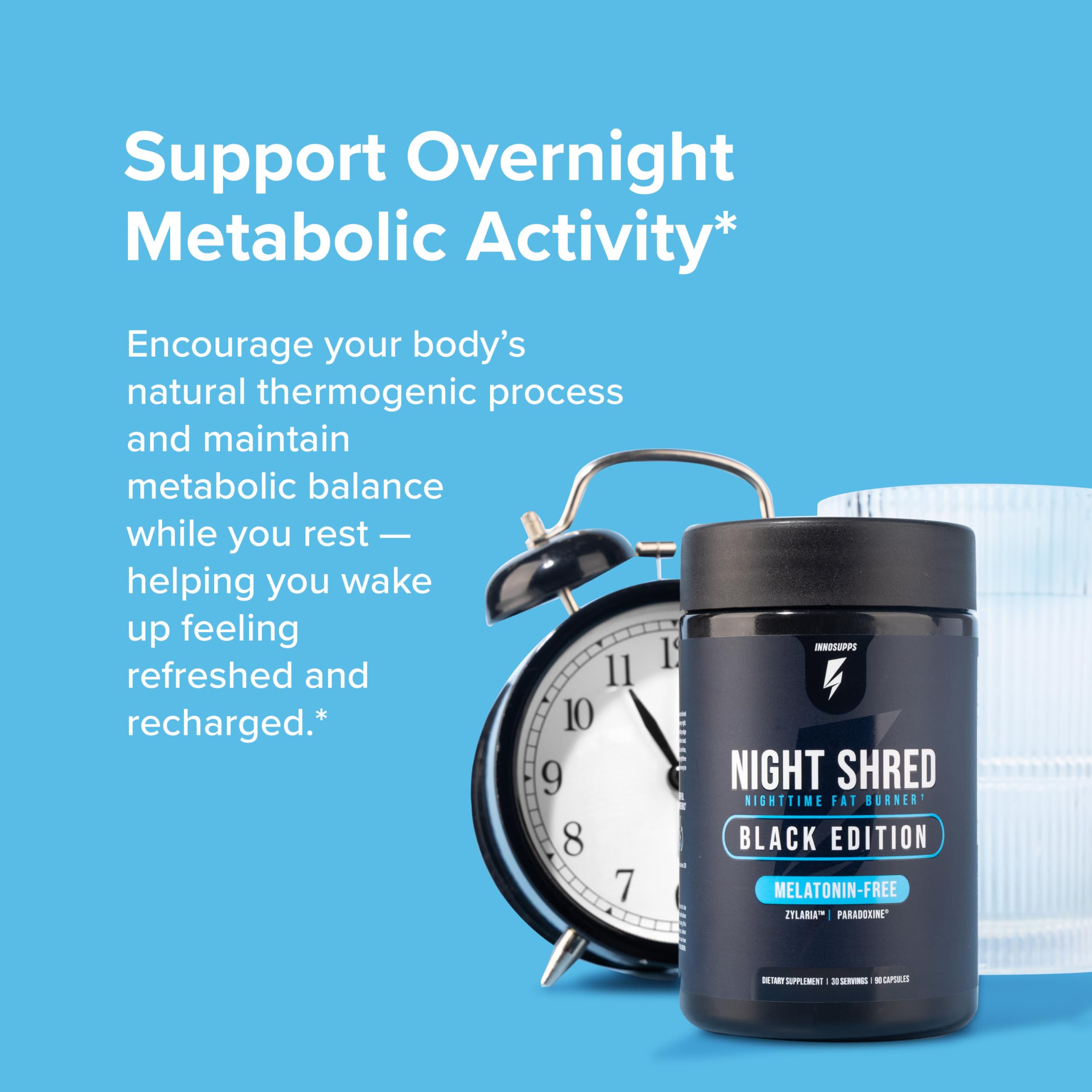 Night Shred Black Melatonin-Free Fat Burner & Sleep Support, 30 Servings — Amazon image 2