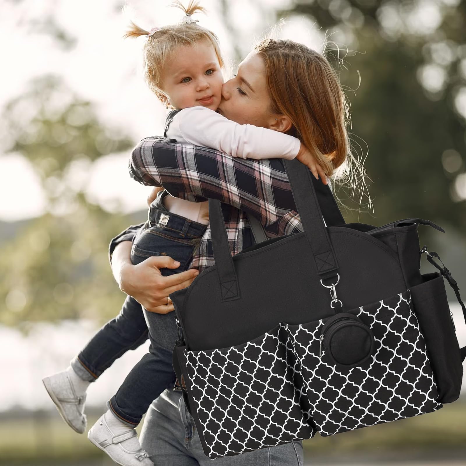 Borsa Fasciatoio 13 tasche Grande Spazio Tracolla Regolabile Viaggi Shopping Multifunzionale Nero