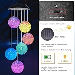 Solar Powered Wind Chimes for Outside, Garden, Color Changing LED Wind Chimes, Waterproof Lights, Gift for Eid, Ramadhan, Christmas, Hanging décor, Gift for Mom (Color Changing Ball)