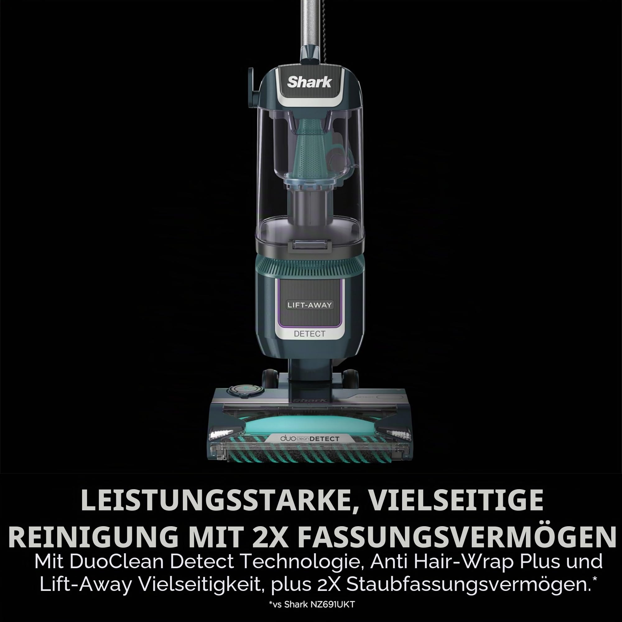 Shark Detect XL Vertikaler Staubsauger, kabelgebunden, Ultra leistungsstark, zum Aufsammeln von Haustierhaaren, DuoClean, Richtungserkennung, antiallergisch, XL-Staubbecher 2,5 l
