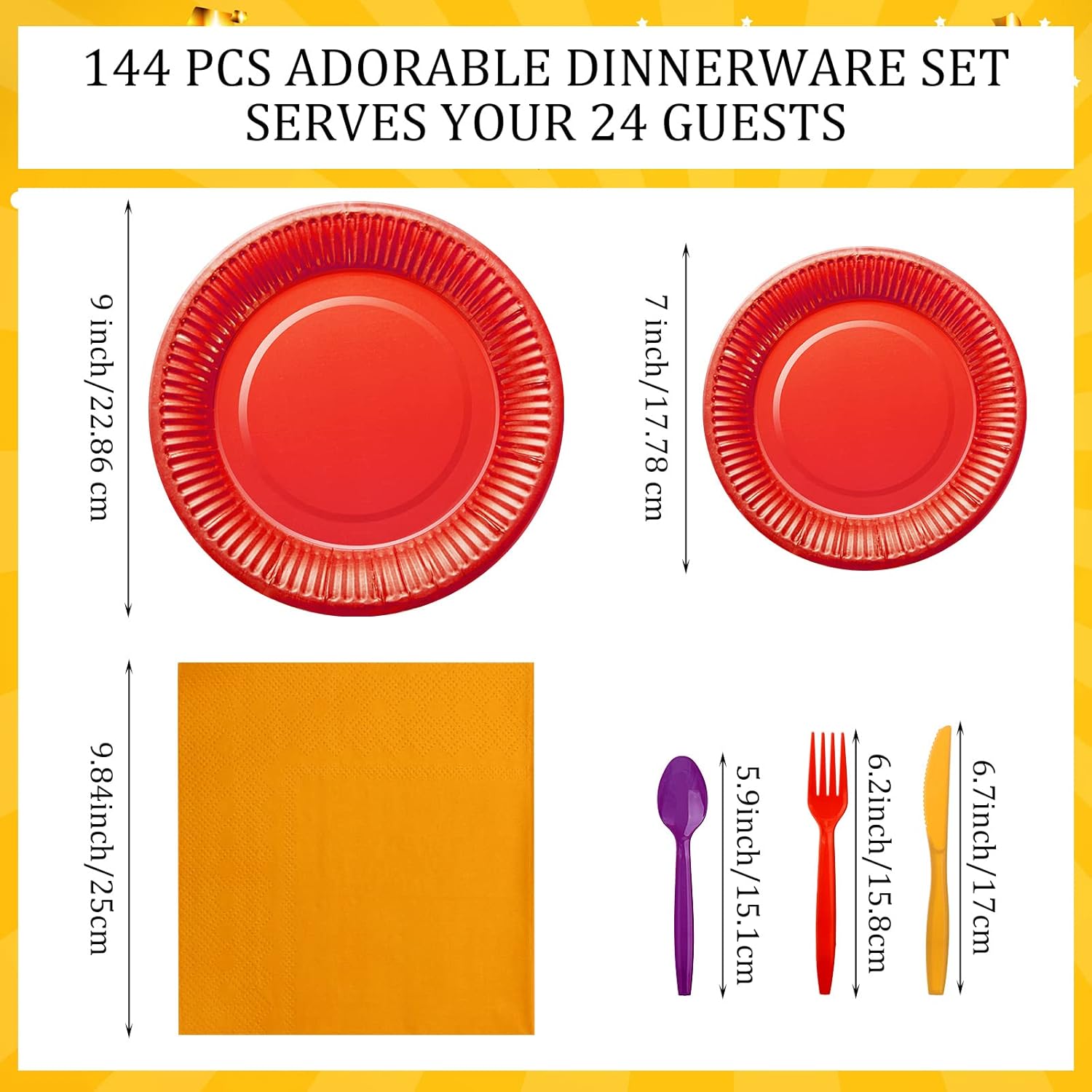 Karenhi 144 Pieces Rainbow Party Supplies Includes 7 Inch 9 Inch Paper Dinner Plates Colorful Cocktail Napkin Plastic Spoons Forks Knives Serve for 24 Guests Birthday Wedding Decoration Party Supplies