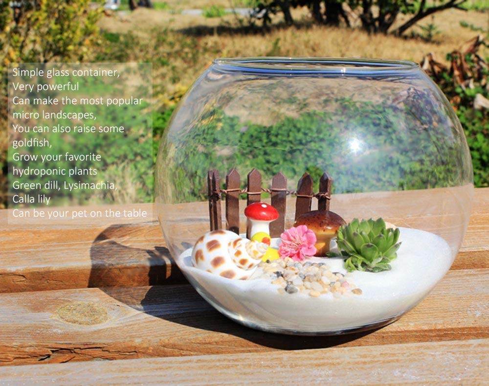 Rishabh Home Decoration Terrarium Glass Bubble Bowl, Fish Bowl, Rose Bowl - Glass Round Vase, Events, Decorating, Home Decor, or Office Decor (Set of 3) 3