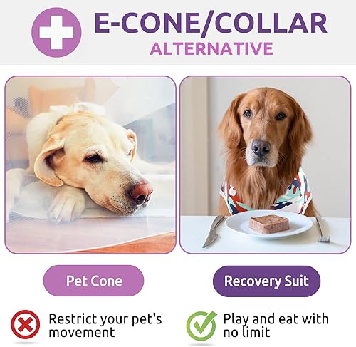 Miniatura 4 de KOESON Traje de recuperación para perros para esterilización, traje quirúrgico para perros hembras con apertura para orinar para razas medianas y