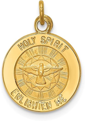 Colgante de oro amarillo macizo de 14 k con medalla del Espíritu Santo (0.669 in x 0.472 in), Oro amarillo
