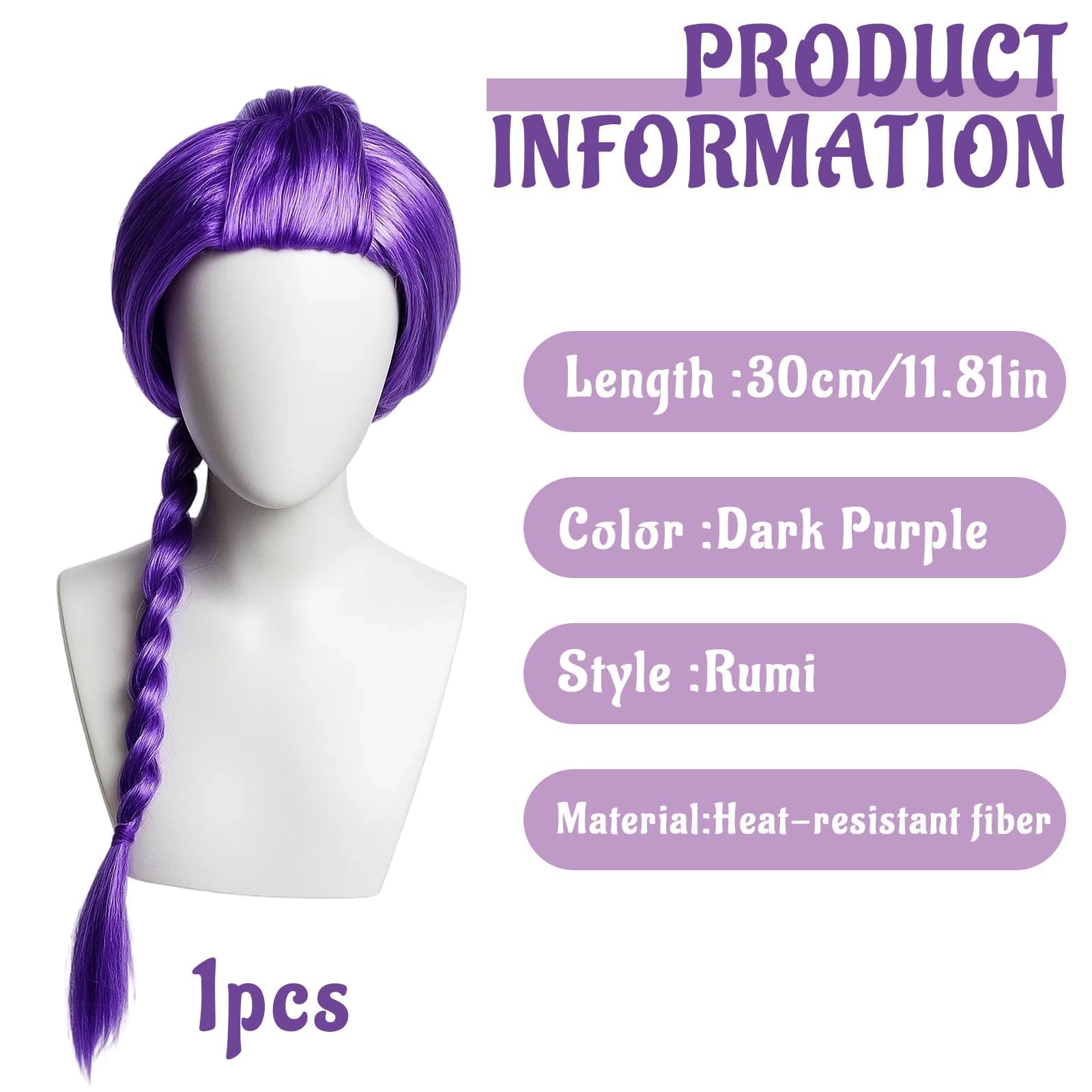 R-umi Perücke, Lila Anime Cosplay Perücke Für Kostüm, Kinder Und Erwachsene, 30 cm Länge, Hochwertige Hochtemperaturfaser