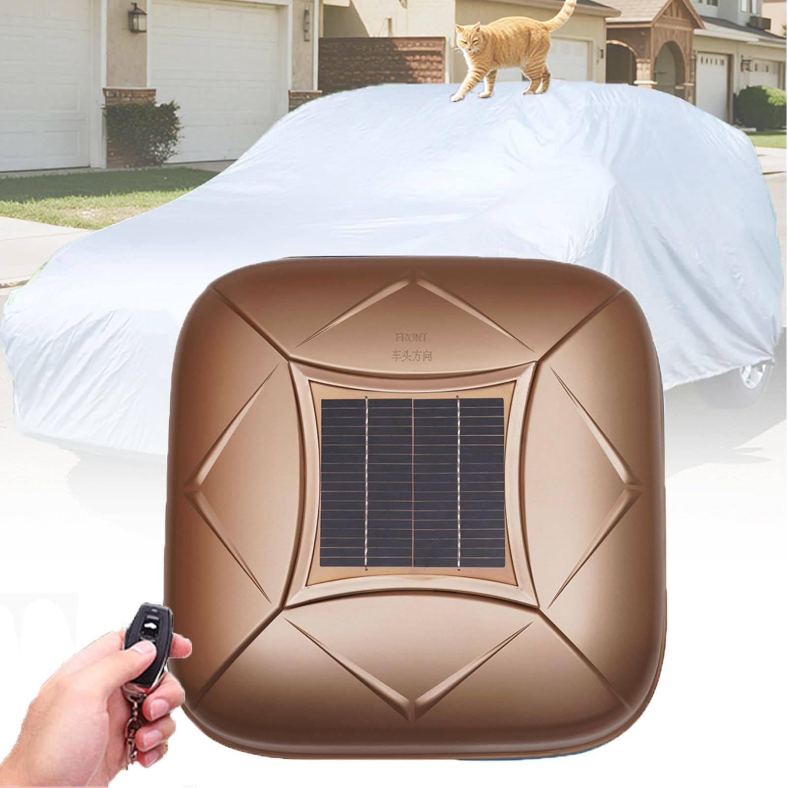 Automatic Retractable Car Cover with Solar Charging/Remote Control – All-Weather Waterproof, Windproof & Snowproof, Anti-Theft Alarm, for SUV Sedan, Outdoor Indoor Use Gold-YXXL
