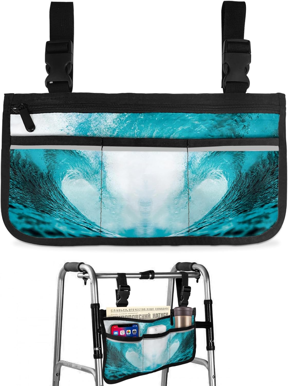 Amazon.com: Wheelchair Side Bag, Surfing Huge Sea Water Waves ...