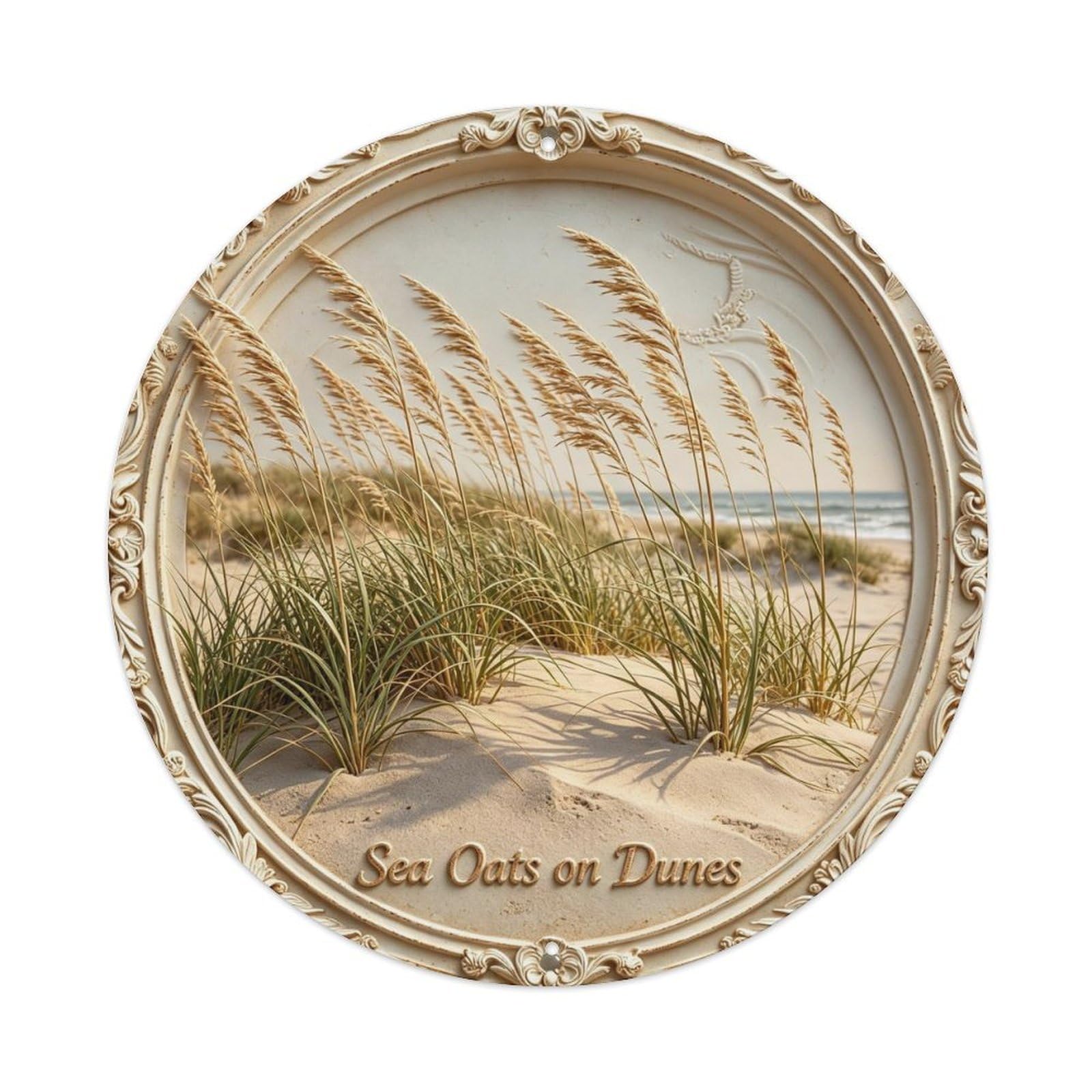 Sea Oats on Dunes Metal Tin Sign Plaque