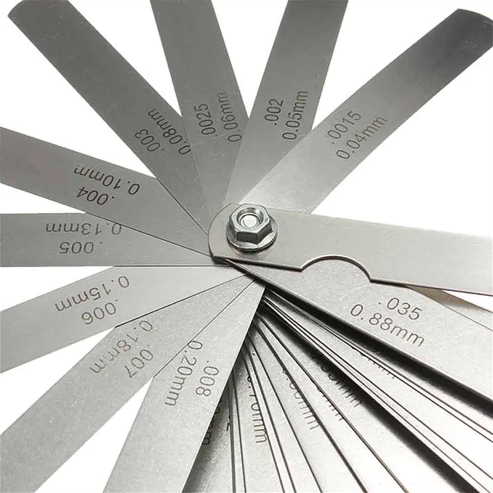 EDEDE Lame Spessimetro, Calibro di Spessore a 32 Piastre in Acciaio Inossidabile, Calibro di Spessore Combinato a Doppia Lettura da 0,04 mm a 0,88 mm di Spessore