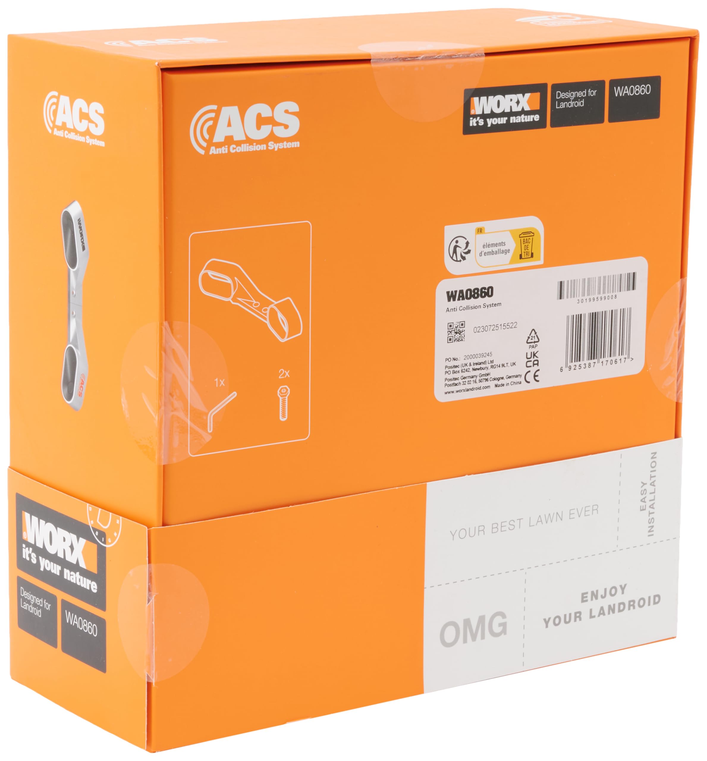 Worx Módulo Landroid WA0860 Sensor de colisión ACS – Evitar obstáculos – Compatible con Todos los nuevos Modelos Landroid a Partir de 2019 (no para Landroid Vision) – Color Plata
