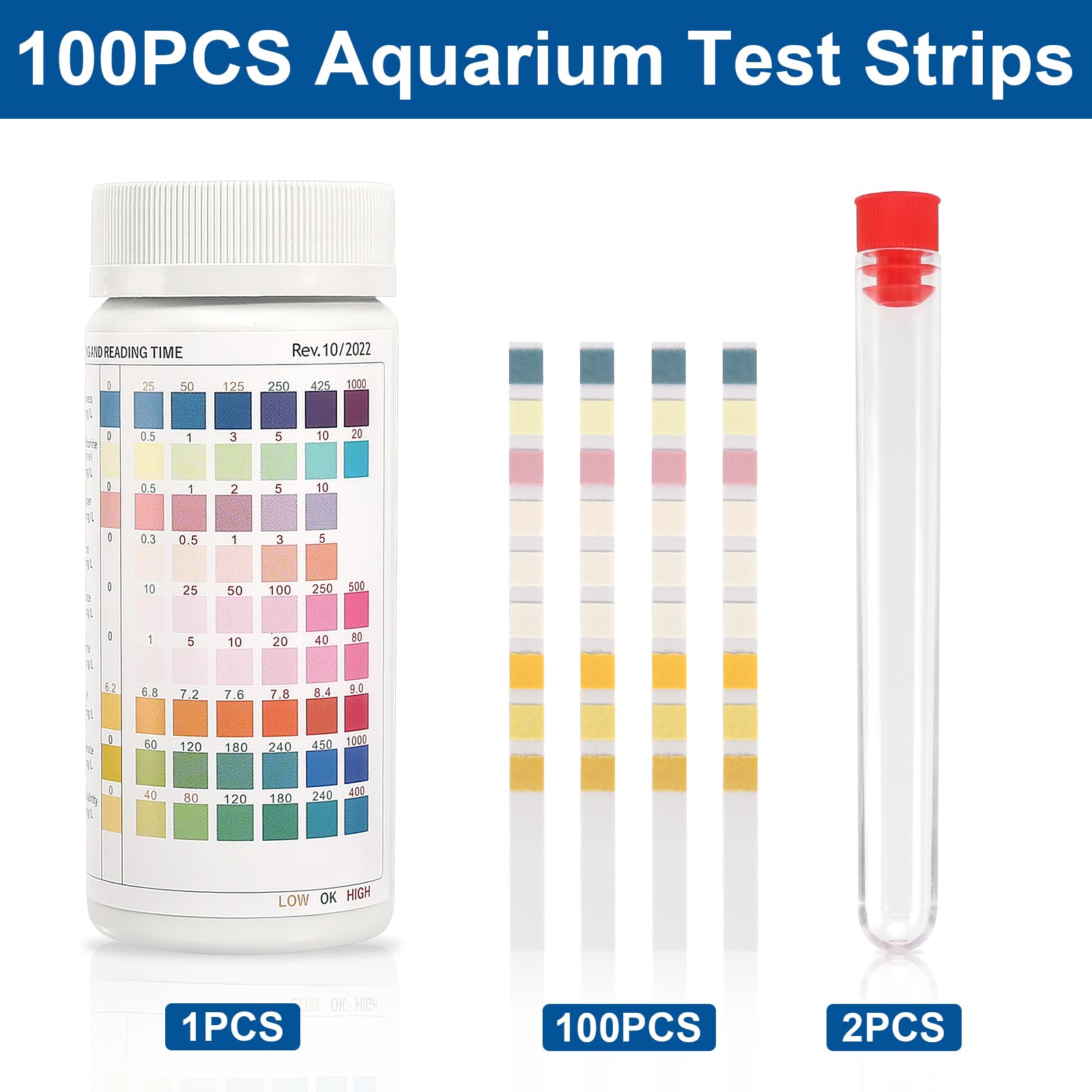 100x Wasser-Teststreifen 6-in-1 – Aquarien-Tester Für PH, Nitrit, Härte & Mehr – Für Süß- & Meerwasser