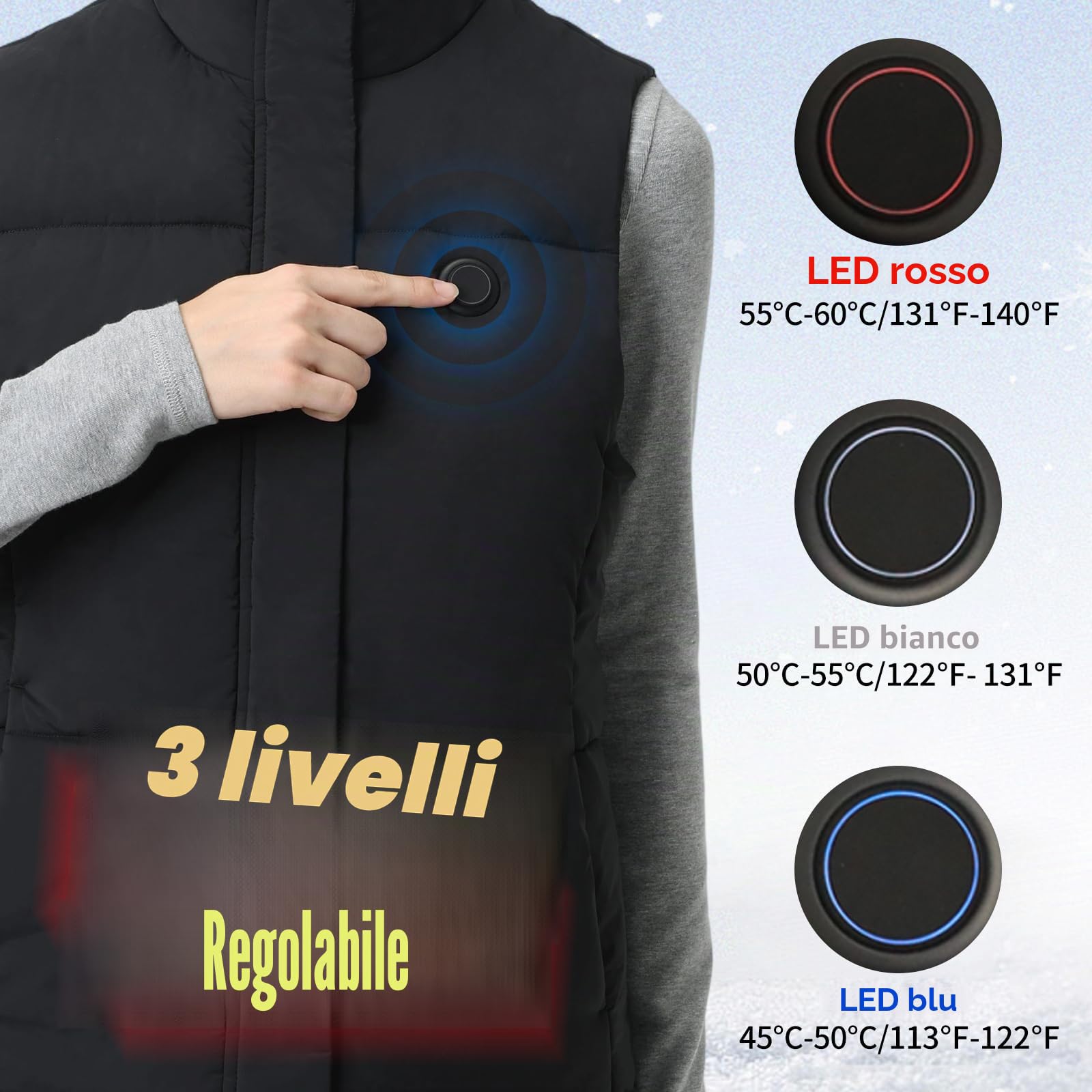Gilet Riscaldato Donna: Gilet Riscaldante Con Batteria 5V 10000mAh - Giubbotto Riscaldante Giubbotto Riscaldato Per Escursionismo All'aperto Caccia