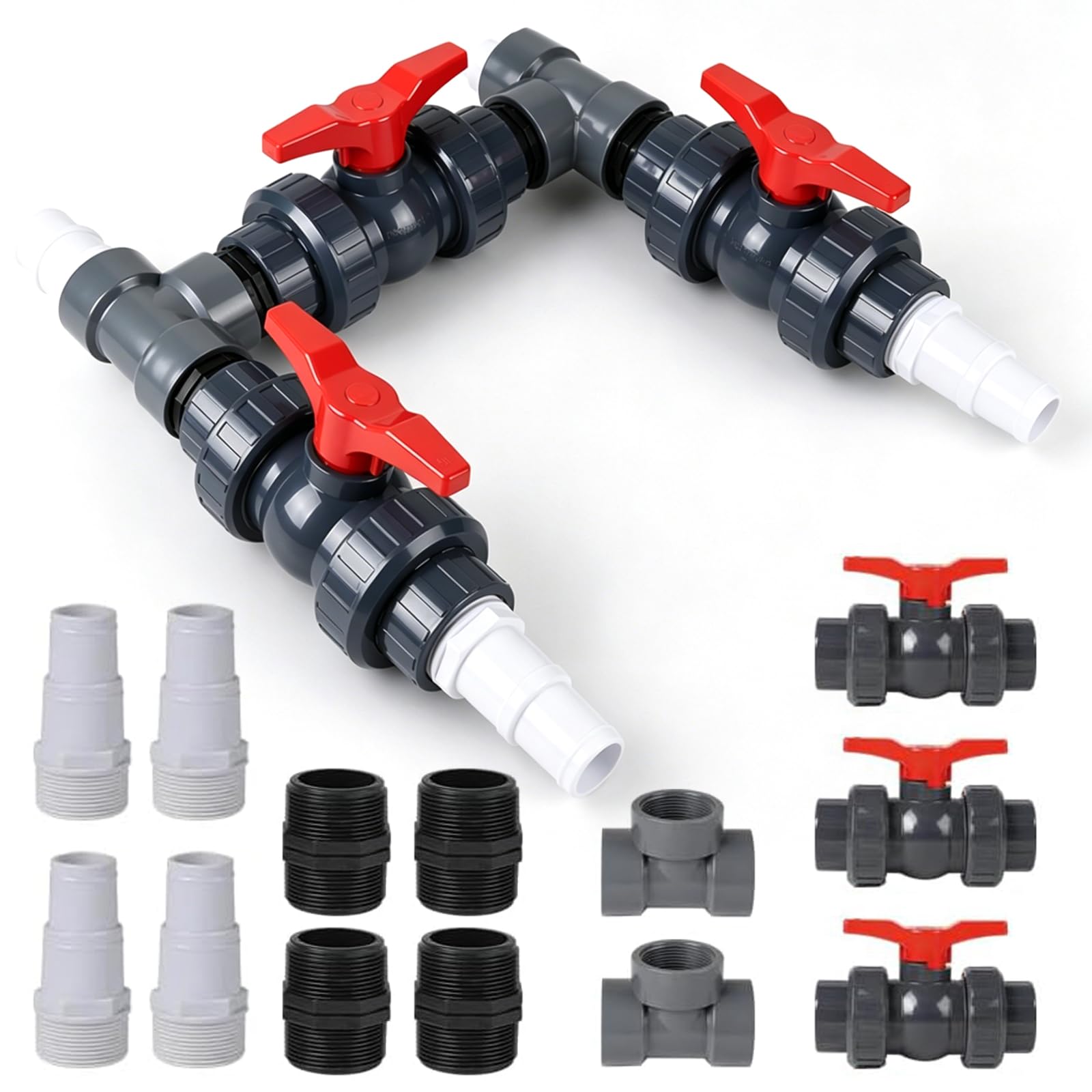 Bypass - Set per piscina da 50 mm, pompa di calore, connettore per piscina, pompa di calore con tubi da 32 mm e 38 mm, riscaldamento solare per piscina